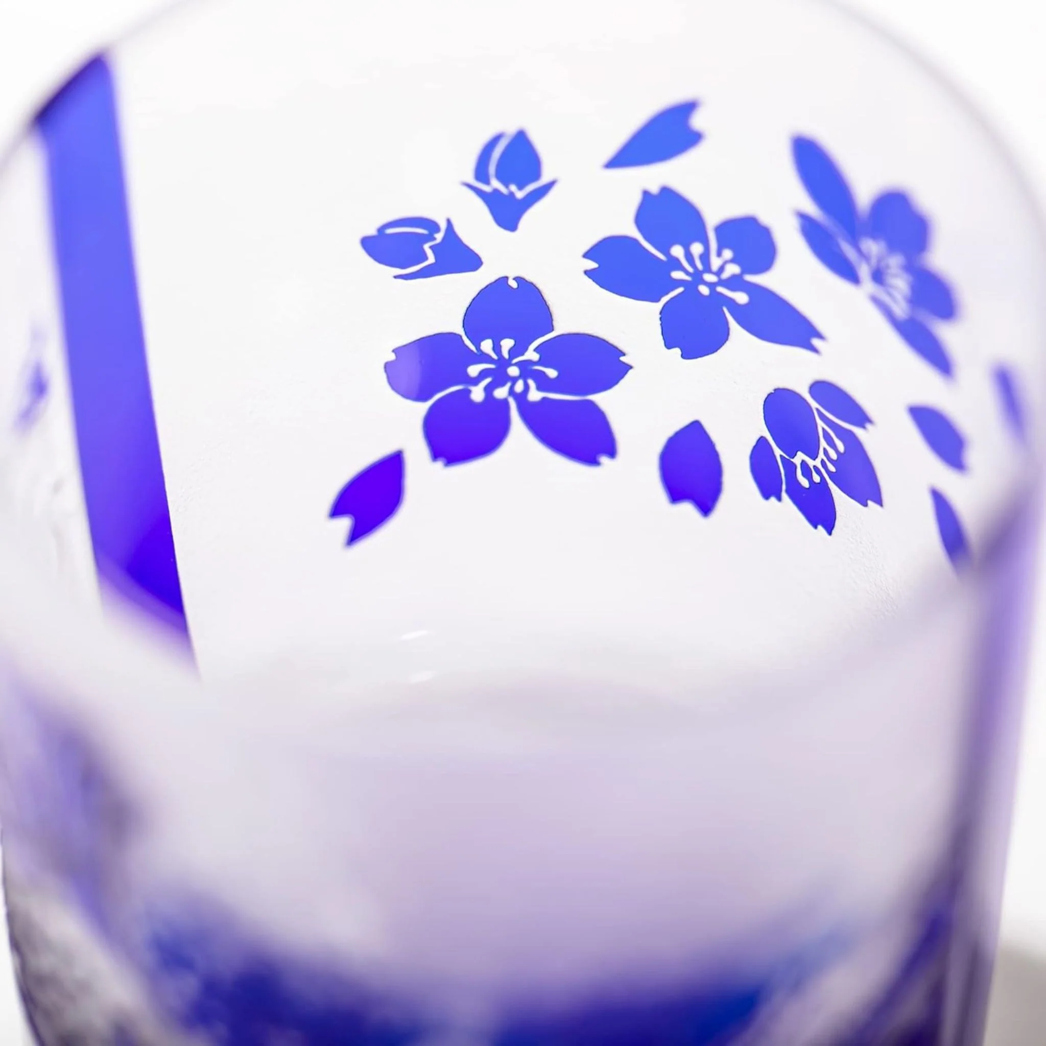 Edo Glass Blue Mt. Fuji and Sakura Whiskey Glass - Image 3