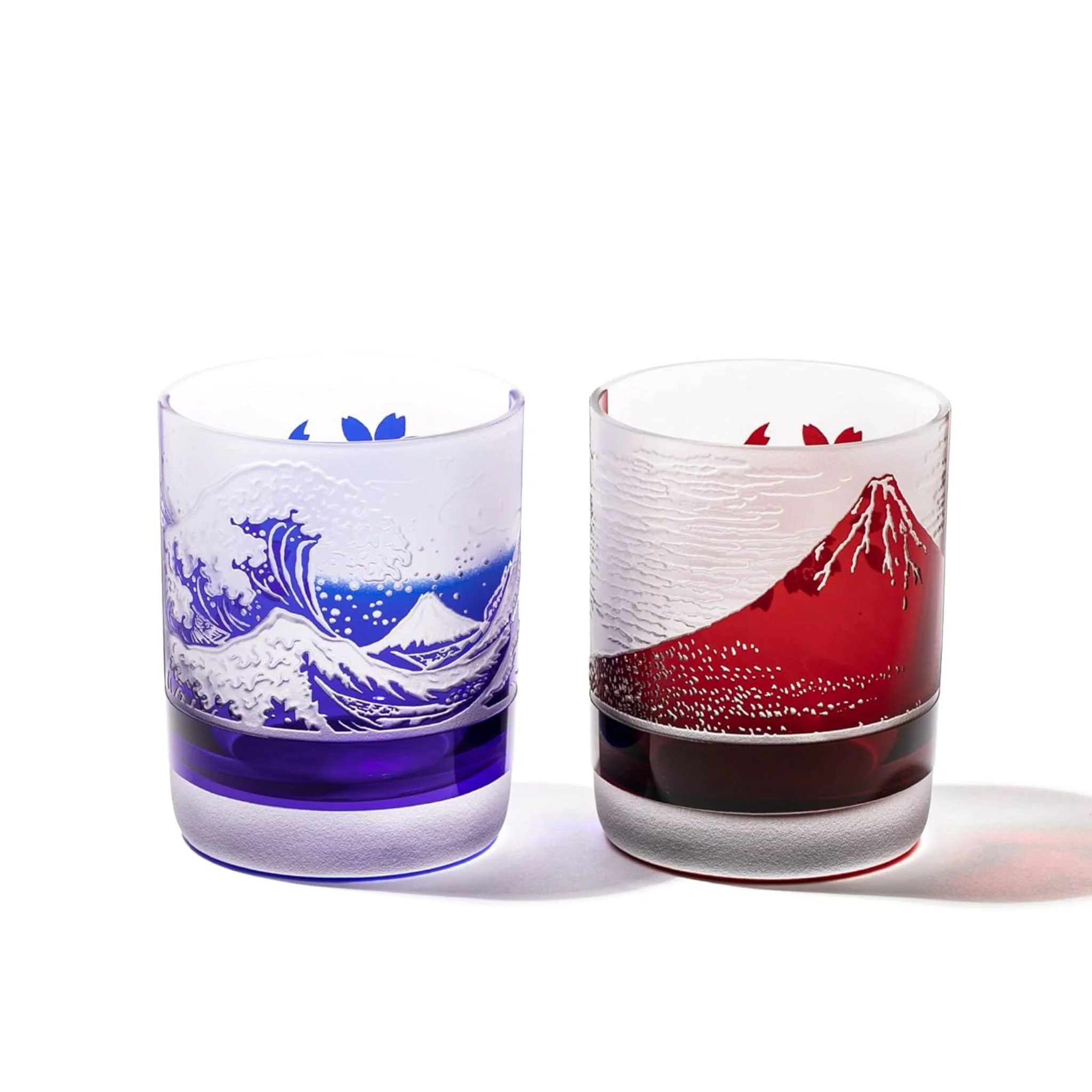 Edo Glass Red Mt. Fuji and Sakura Whiskey Glass - Image 6