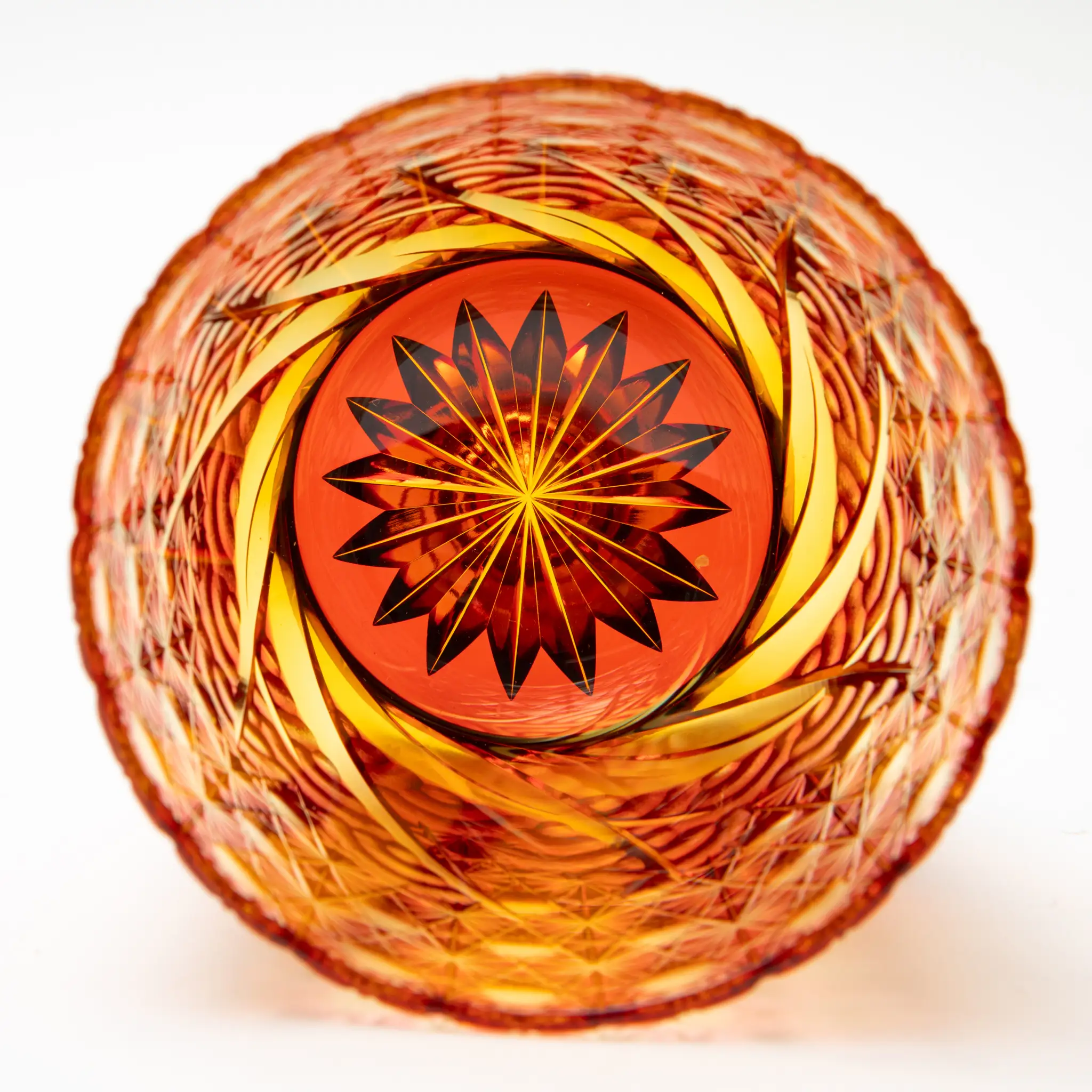 Edo Kiriko Amber Red Whiskey Glass Sazanami - Image 2