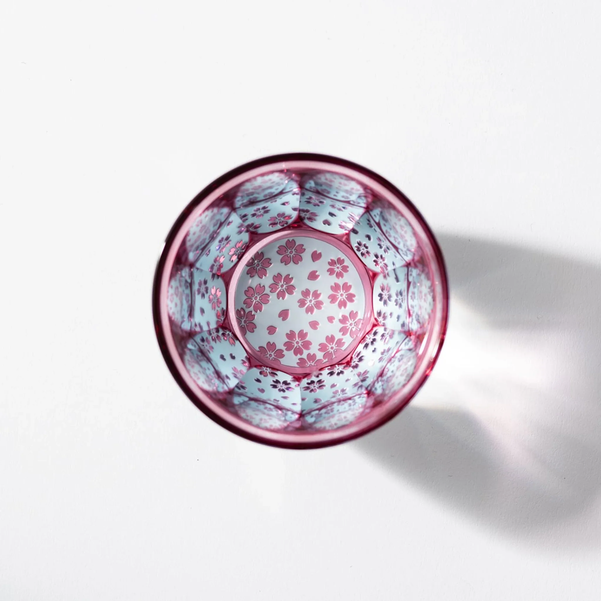 Edo Kiriko Two-Tone Cherry Blossom Sake Cup - Image 3