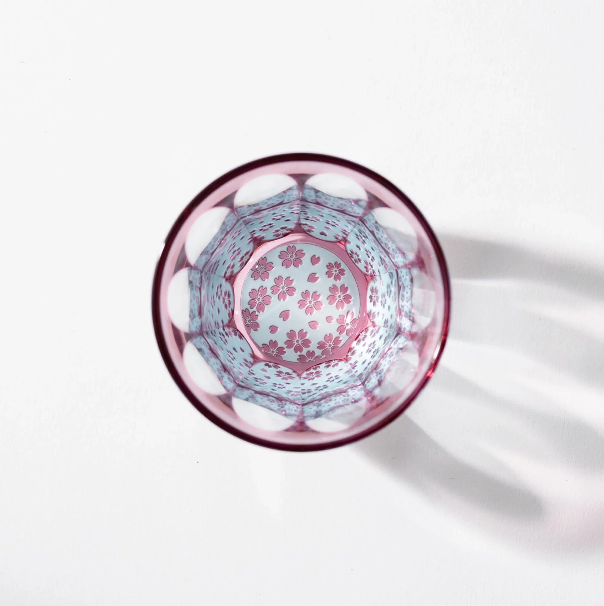 Edo Kiriko Two-Tone Cherry Blossom Sake Cup - Image 4
