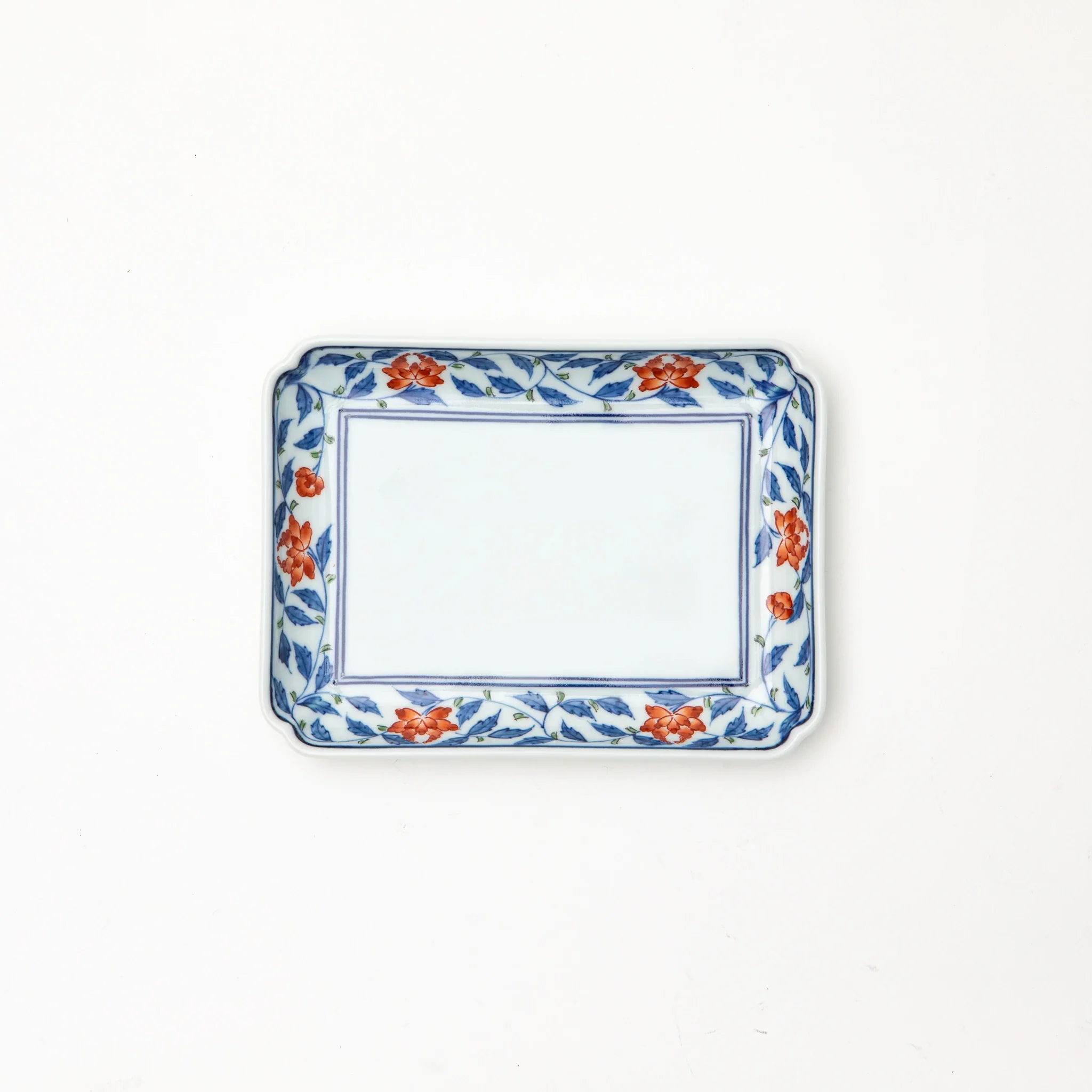 Gen-emon Kiln Arita Flower Karakusa Rectangle Plate