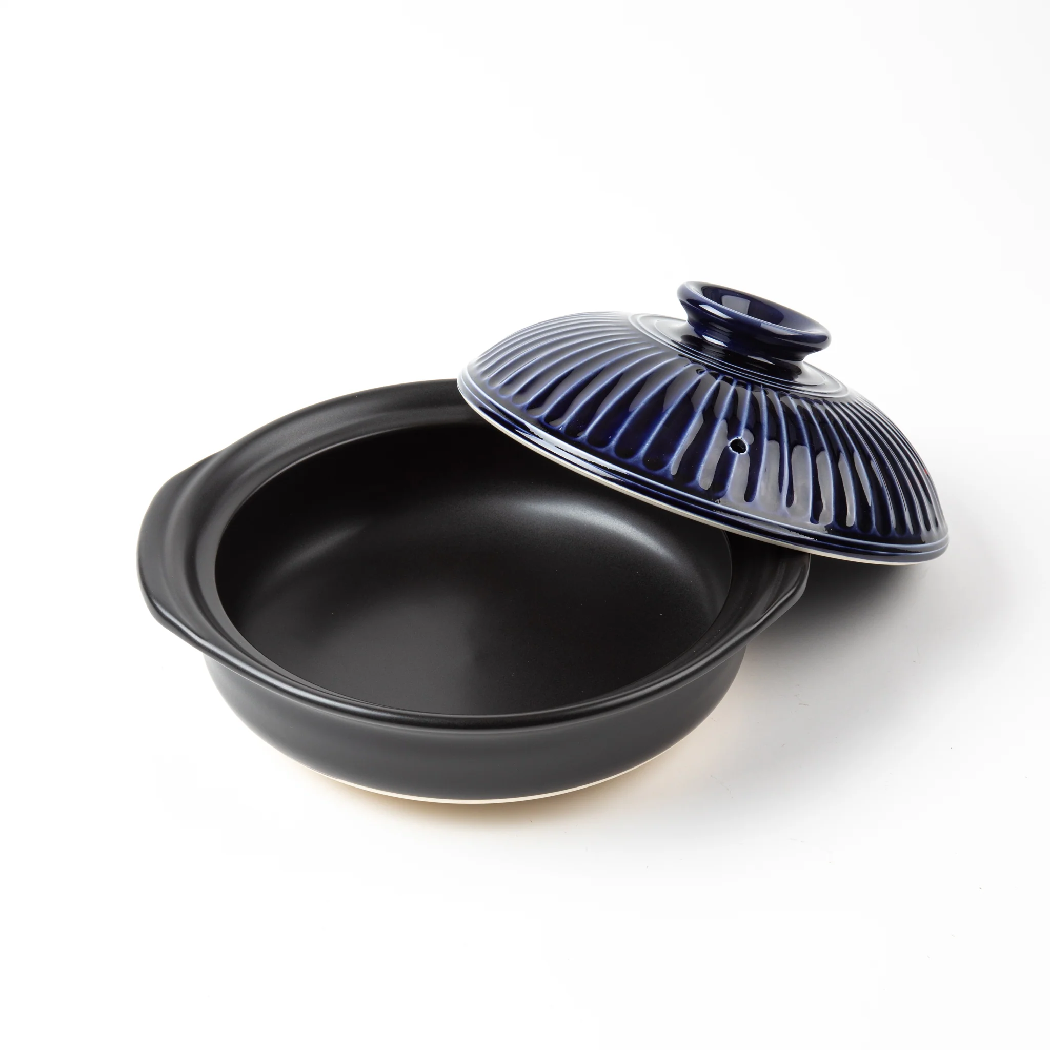 GINPO Chrysanthemum Blue Glaze Donabe Clay Pot (3-4 People) - Image 4