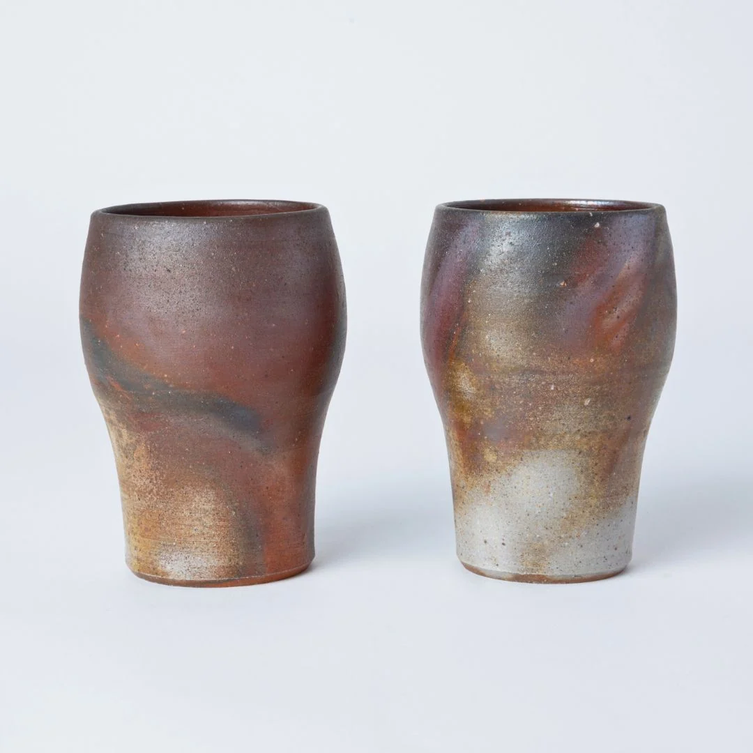 Hozan Kiln Sangiri Bizen Ware Rounded Beer Tumbler Set - Image 3