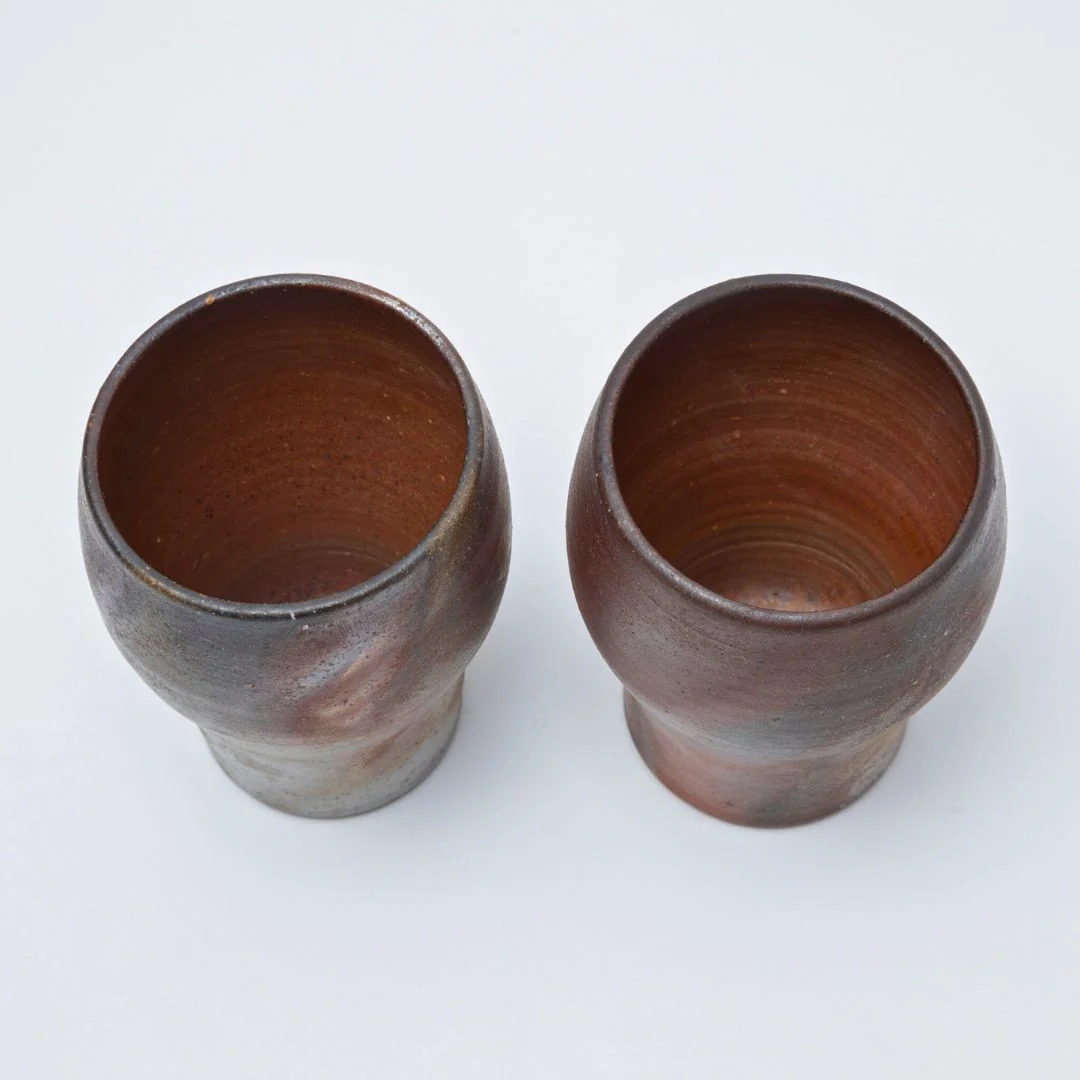 Hozan Kiln Sangiri Bizen Ware Rounded Beer Tumbler Set - Image 4