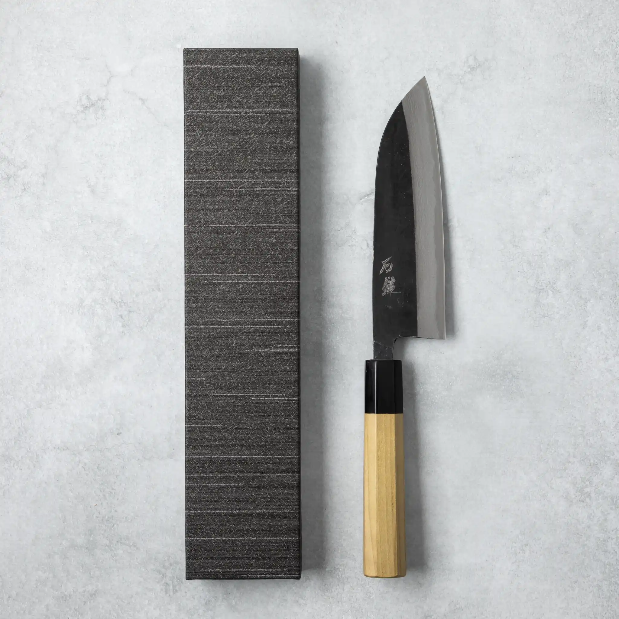 Ishizuchi Blue Steel No.2 Santoku Damascus Knife Magnolia Handle - Image 7