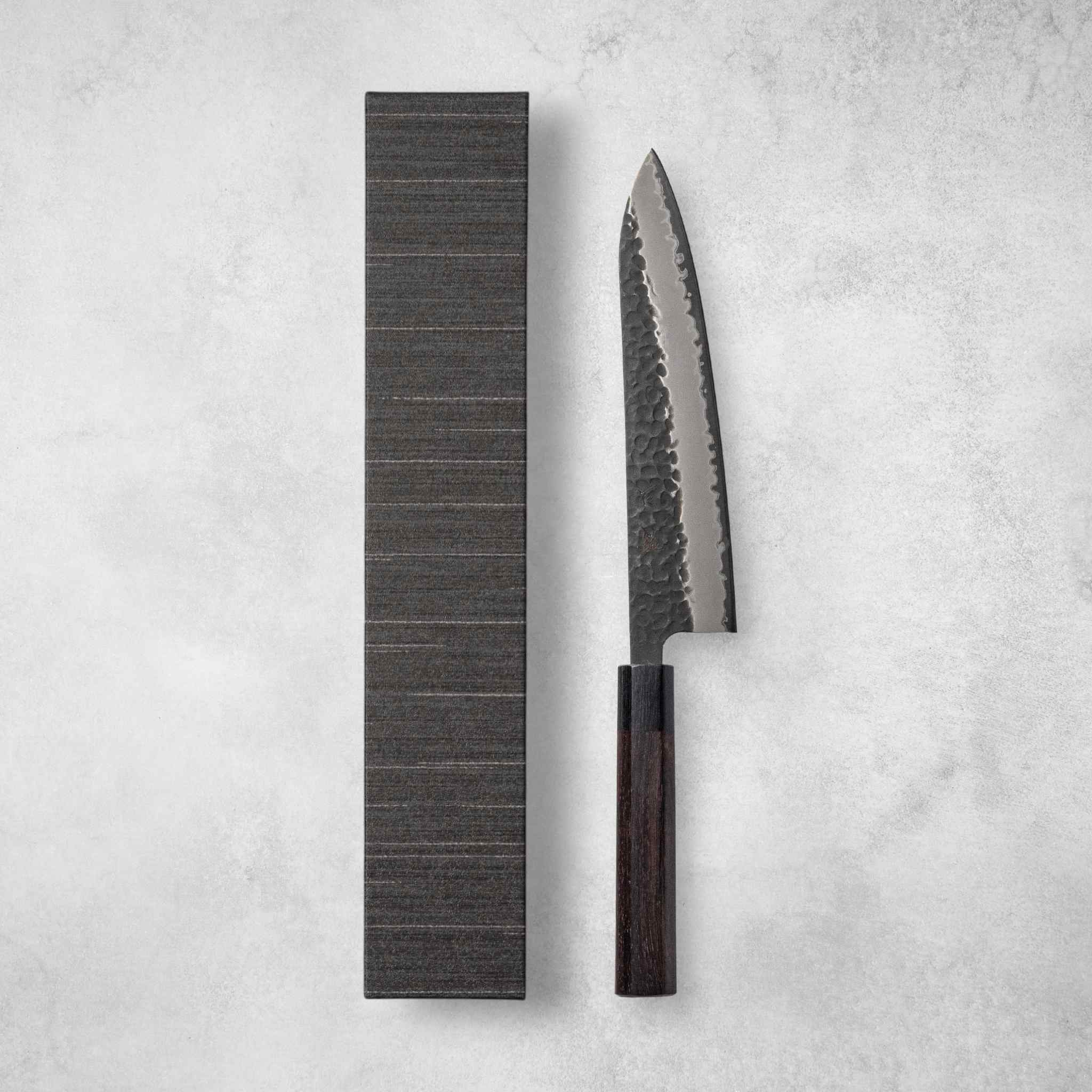 Ishizuchi Blue Super Steel Kurohada Tsuchime Chef Knife Rosewood Handle - Image 5