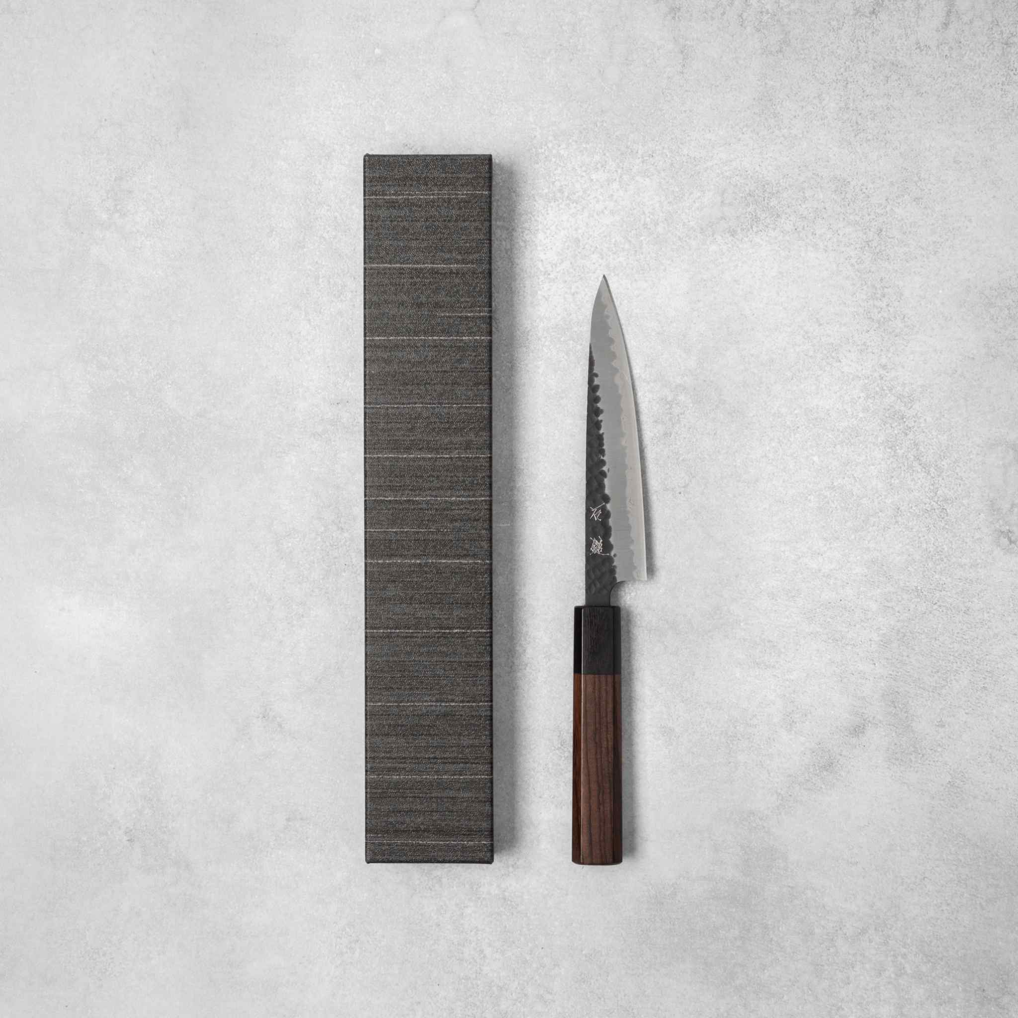 Ishizuchi Blue Super Steel Kurohada Tsuchime Petty Knife Rosewood Handle - Image 6