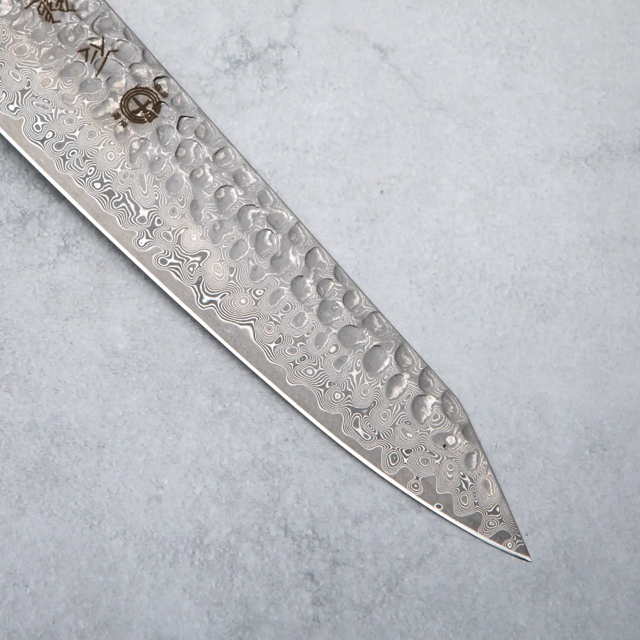 Ishizuchi VG10 Damascus Tsuchime Kiritsuke Chef Knife Ebony Wood Handle - Image 3