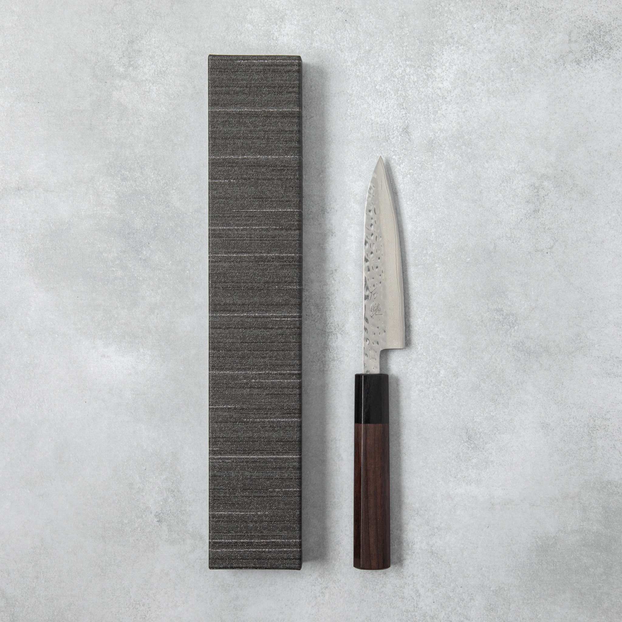 Ishizuchi VG10 Tsuchime Damascus Petty Knife Rosewood Handle - Image 6