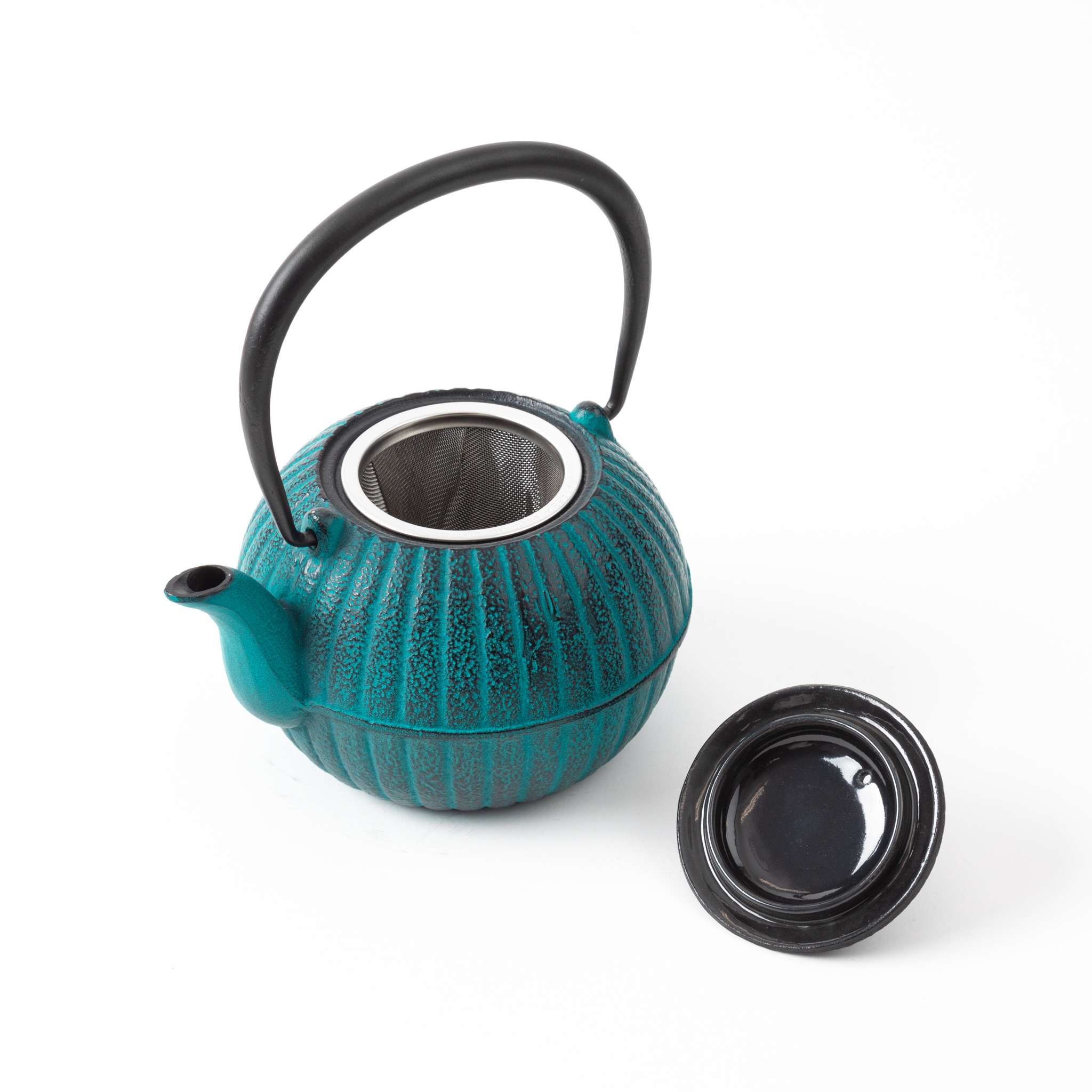 Japanese Aster Sky Blue Nanbu Cast Iron Teapot - Image 4