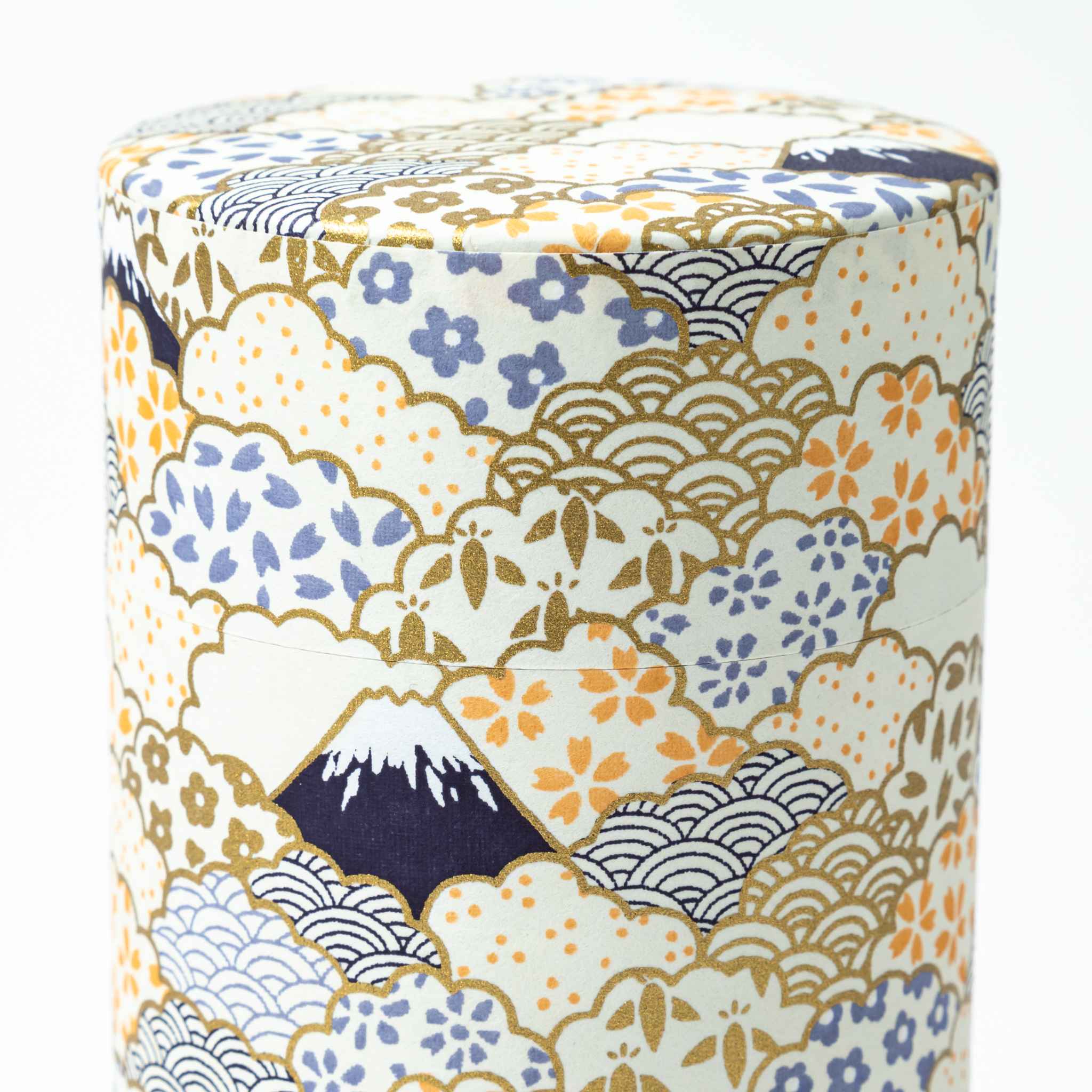 Japanese Mt Fuji Washi Paper Double-Lid Tea Canister - Image 3
