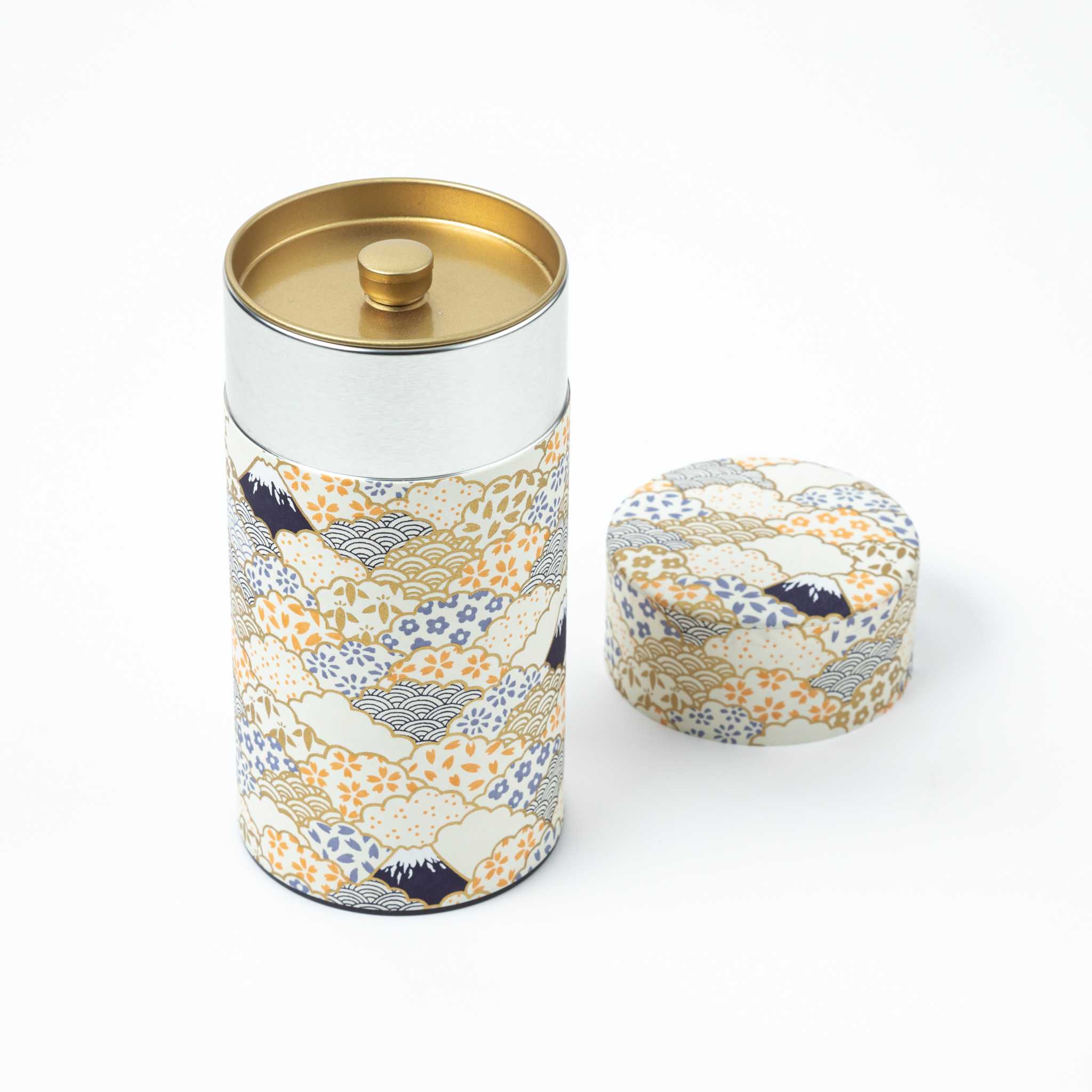 Japanese Mt Fuji Washi Paper Double-Lid Tea Canister - Image 4