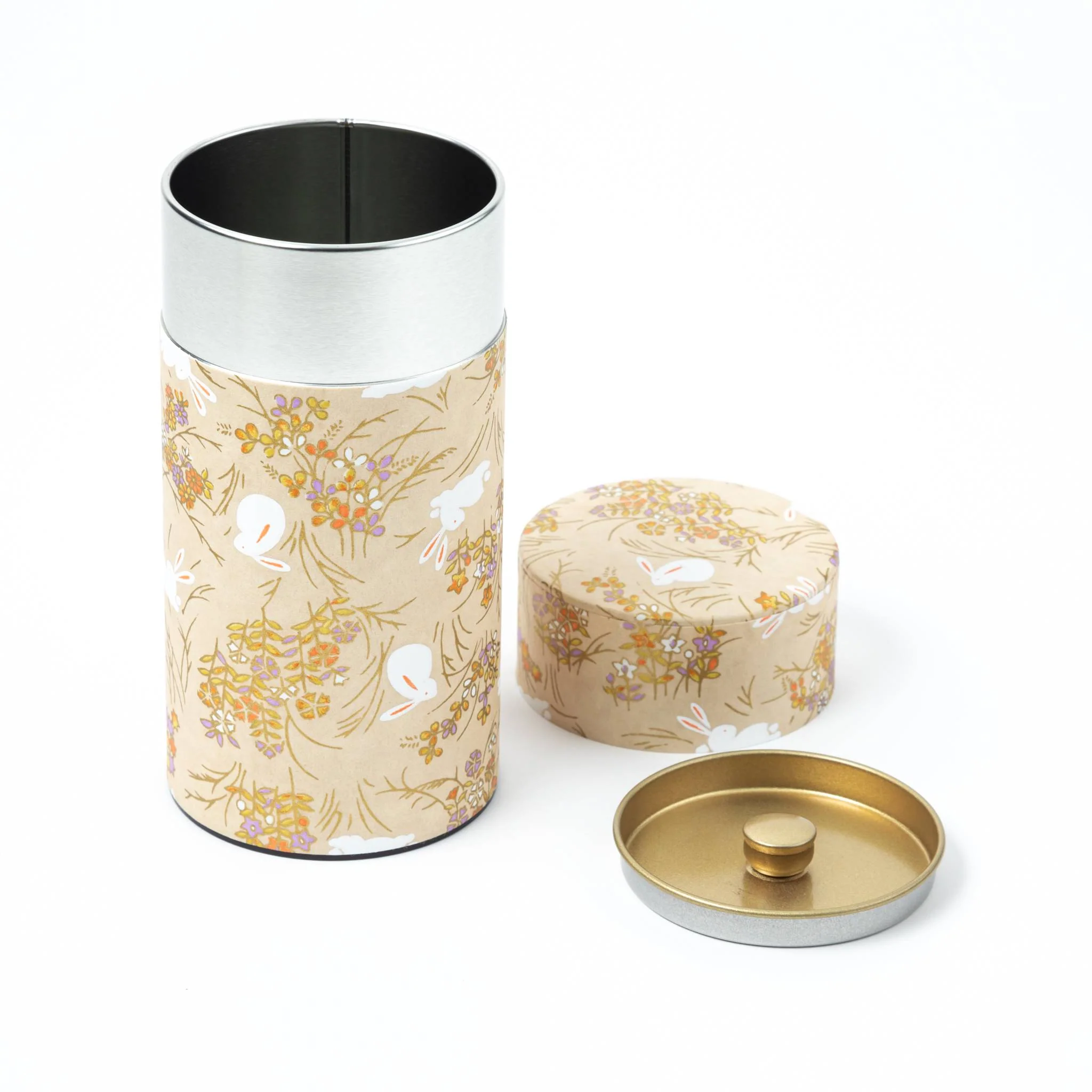 Japanese Rabbit Washi Paper Double-Lid Tea Canister - Image 2
