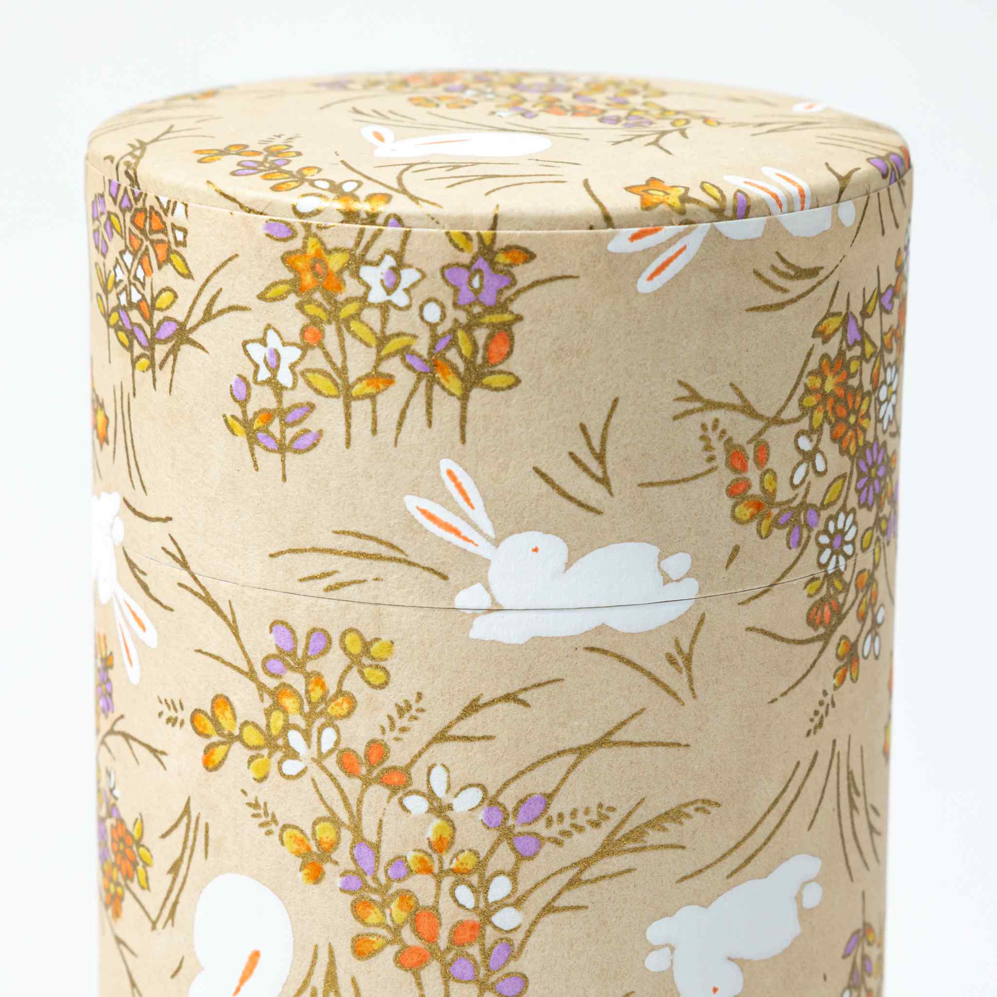 Japanese Rabbit Washi Paper Double-Lid Tea Canister - Image 3