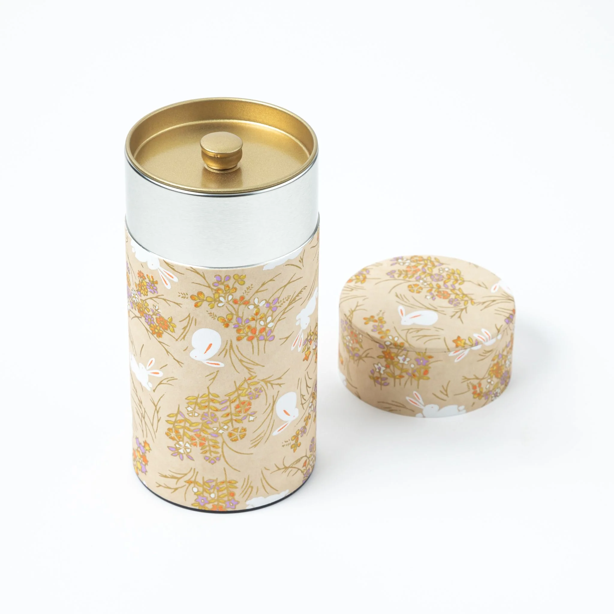 Japanese Rabbit Washi Paper Double-Lid Tea Canister - Image 4