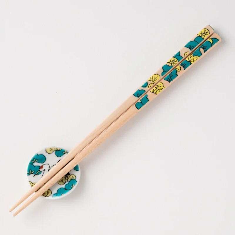 KUTANI SEAL Floral Chopsticks with Chopstick Rest (Pine Tree / Matsu) - Image 4