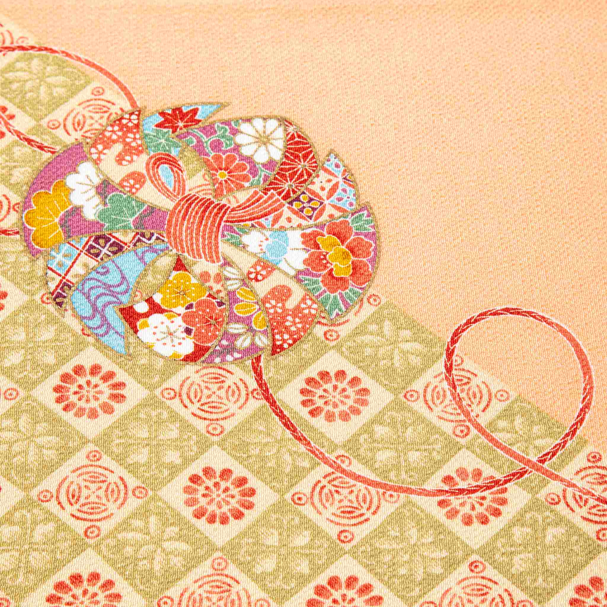Orange Hanamaru Silk Furoshiki Wrapping Cloth - Image 3