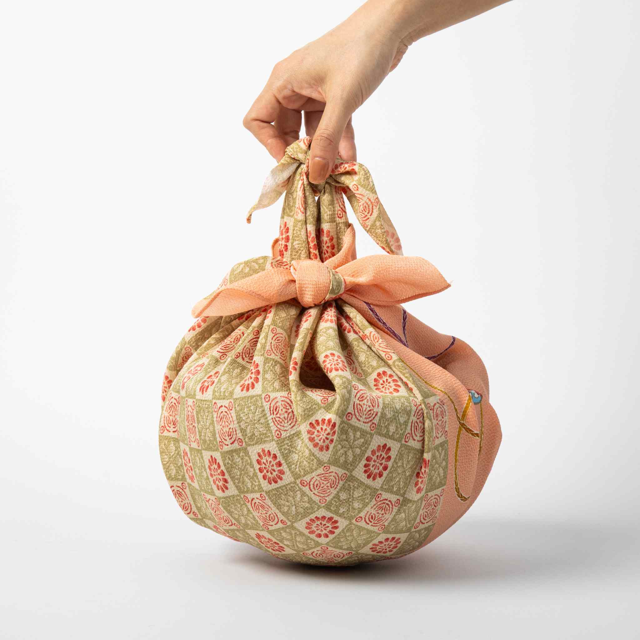 Orange Hanamaru Silk Furoshiki Wrapping Cloth - Image 4