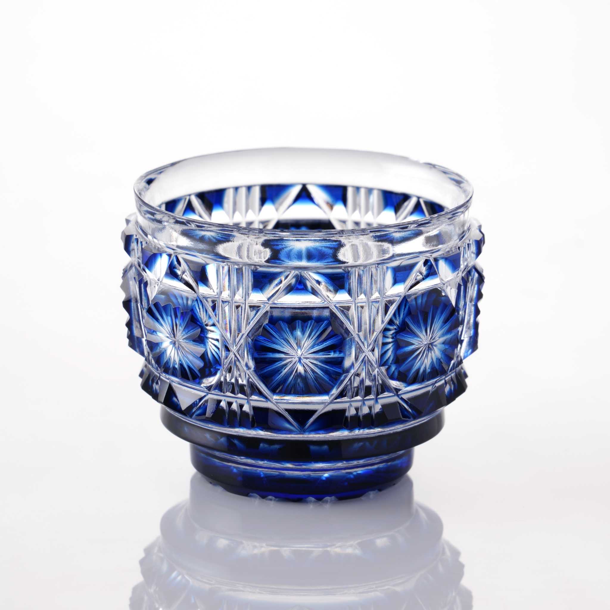 Satsuma Kiriko Large Sake Cup Indigo