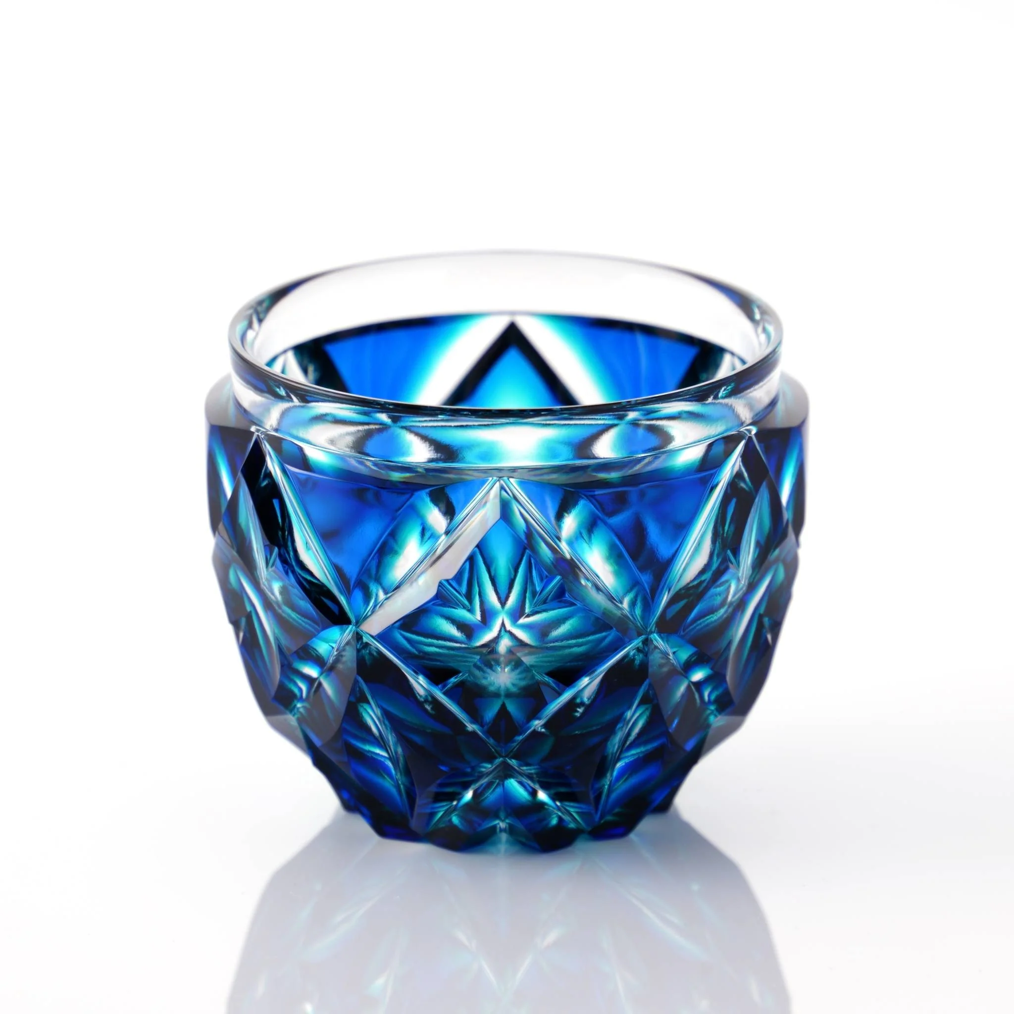 Satsuma Kiriko Two-tone Large Sake Cup Lapis Green