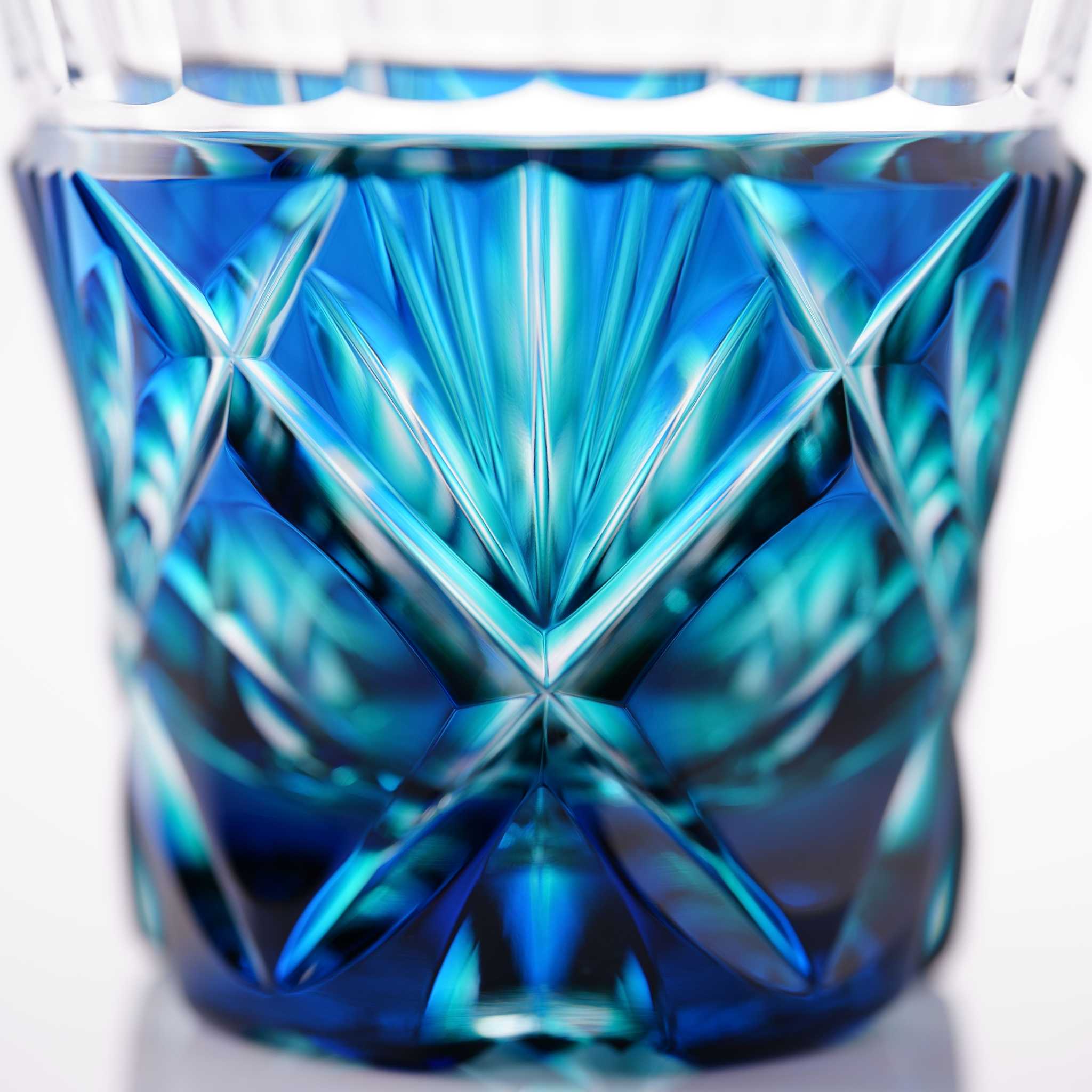 Satsuma Kiriko Two-tone Sake Glass Lapis Green - Image 3