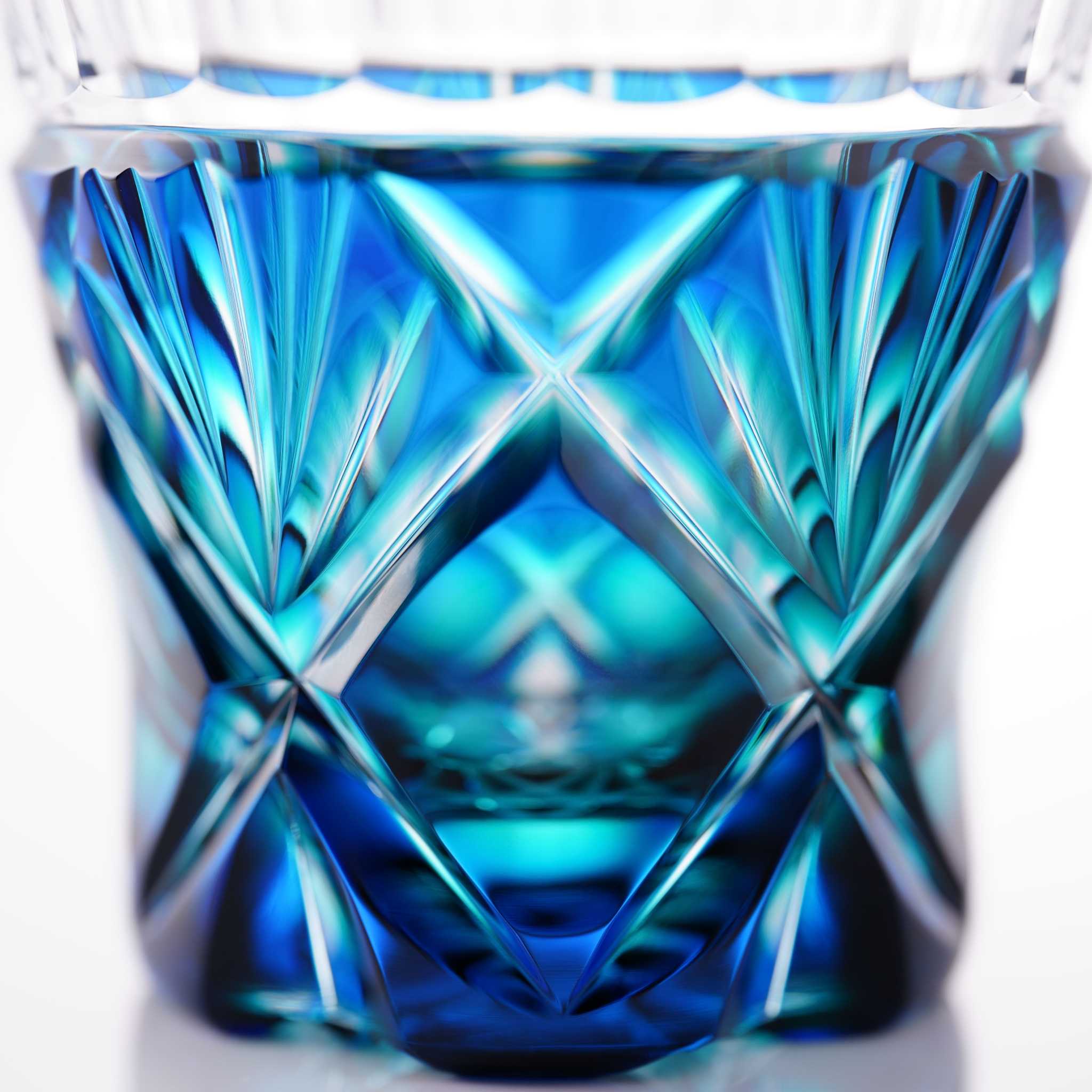 Satsuma Kiriko Two-tone Sake Glass Lapis Green - Image 4