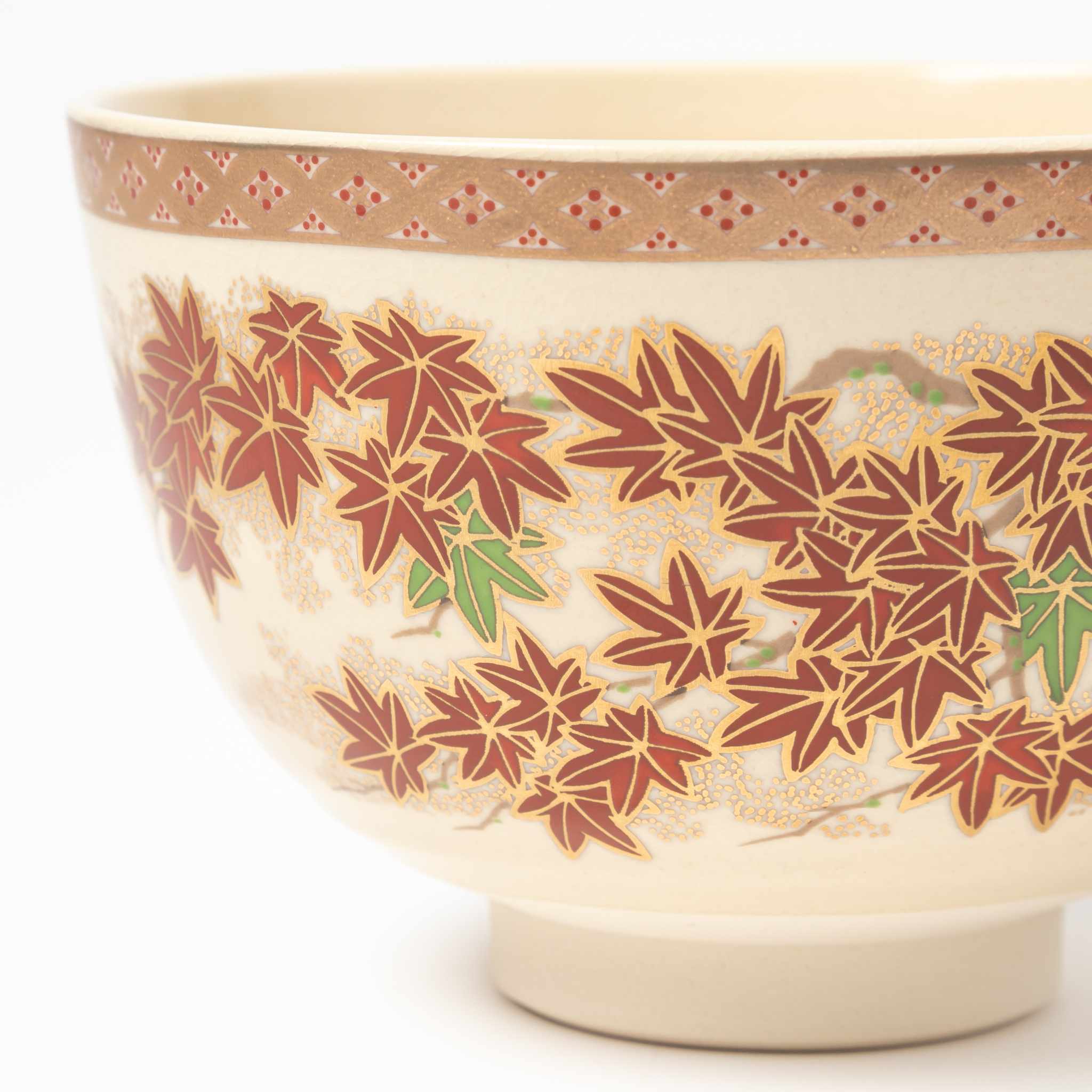 Satsuma Matcha Bowl Red Mapleleaf by Eiko Miyaji - Image 2