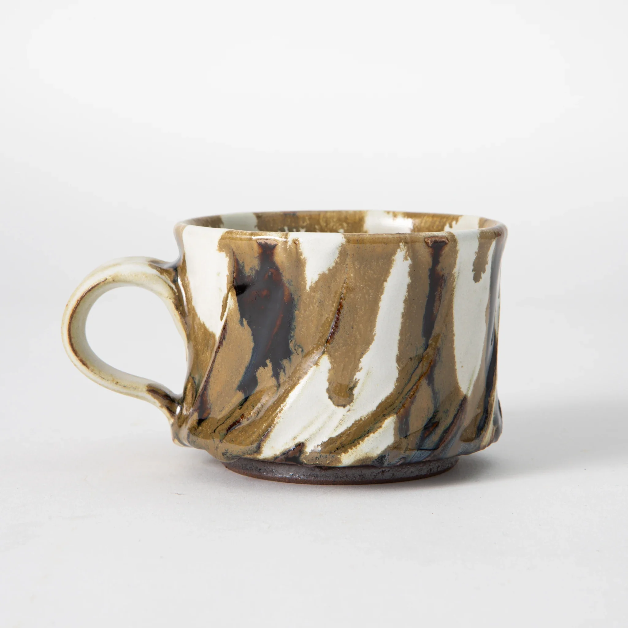 Tamba Ware Large Faceted Mug Ash Glaze Honey Tone - Image 3