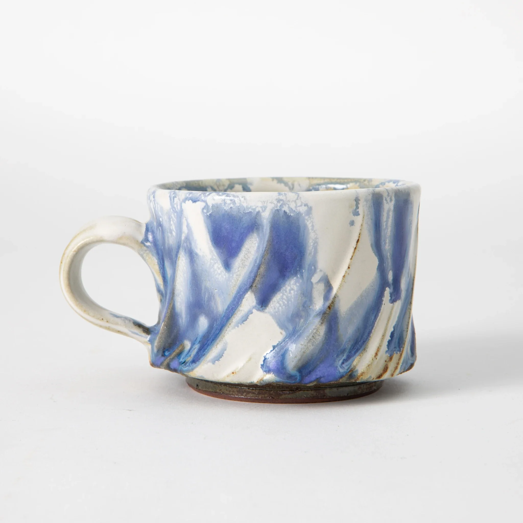 Tamba Ware Large Faceted Mug Ash Glaze Light Blue - Image 3
