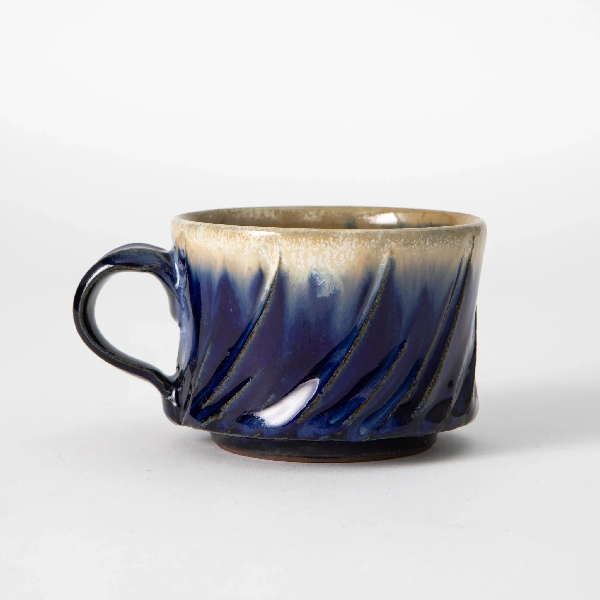 Tamba Ware Large Faceted Mug Lapis Blue Glaze - Image 3